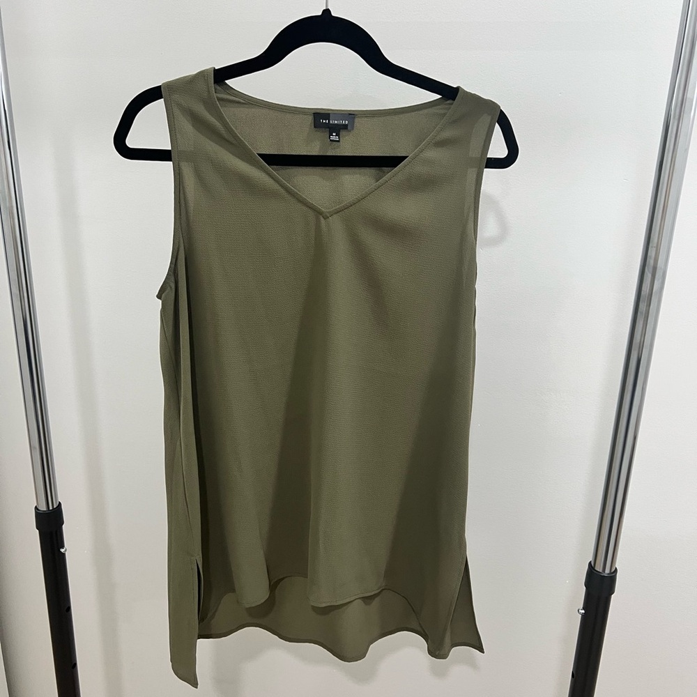 The Limited Khaki Green V-Neck Tank Top